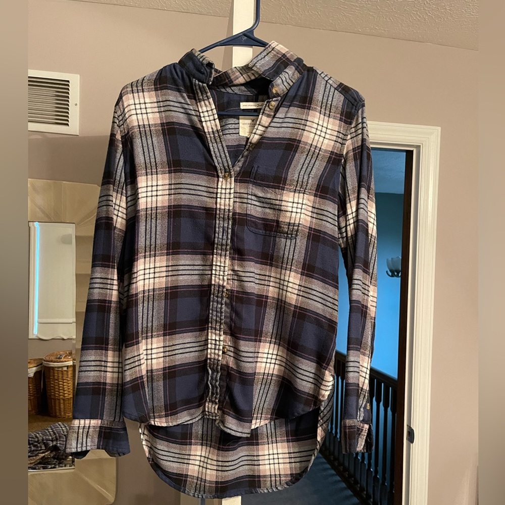 Blue white purple flannel